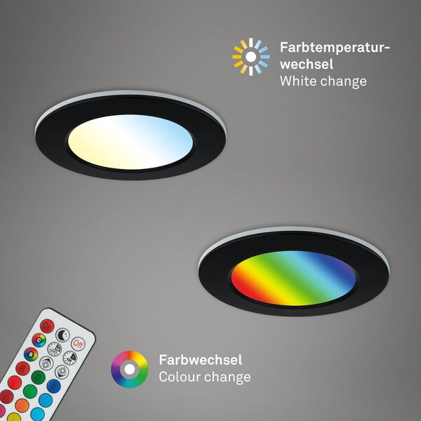BRI 7035-035 RGB-CCT LED vestavná svítidla sada, pr.9,2 cm, 3x LED, 4,8 W, 450 lm, černá - BRILONER