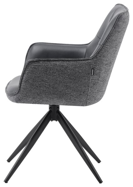 ŽIDLE S PODRUČKAMI, železo, žinylka, vzhled kůže, šedá, černá Livetastic - Jídelní židle, Online Only
