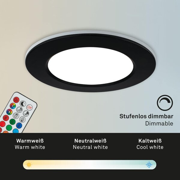 BRI 7035-035 RGB-CCT LED vestavná svítidla sada, pr.9,2 cm, 3x LED, 4,8 W, 450 lm, černá - BRILONER
