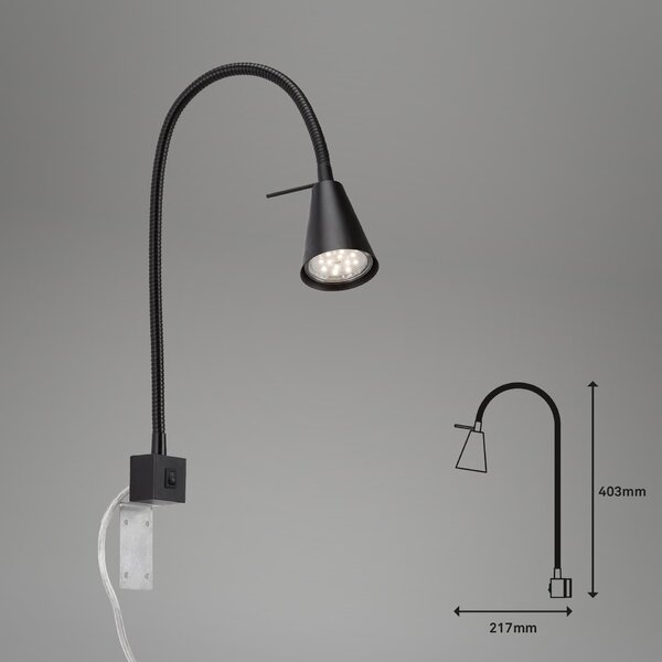 BRILONER Flexibilní nástěnné svítidlo 40,3 cm 1xGU10 5W 400lm černá BRI 2080-015