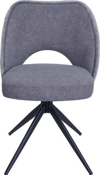 Sada 6 jídelních židlí HWC-N72, čalouněná kuchyňská židle, otočná s automatickým návratem, potahová látka/textil (420 g/m²), tmavě šedá barva