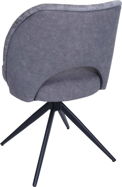 Sada 6 jídelních židlí HWC-N72, čalouněná kuchyňská židle, otočná s automatickým návratem, potahová látka/textil (420 g/m²), tmavě šedá barva