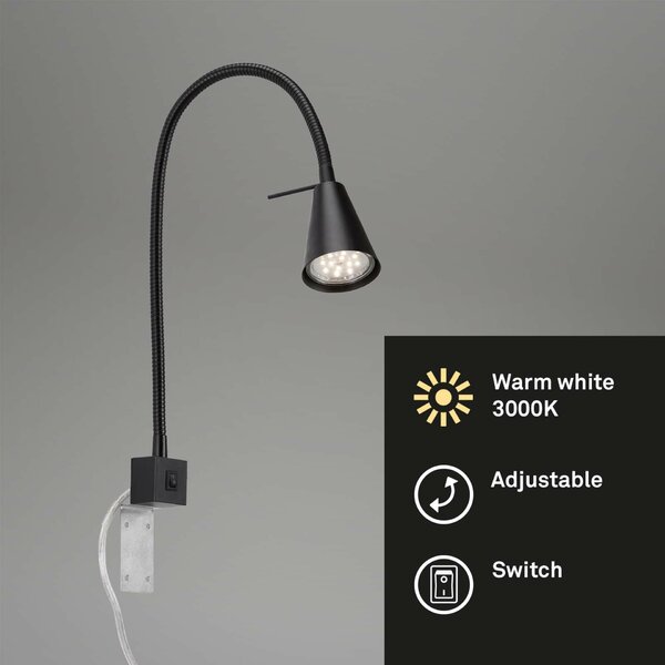 BRILONER Flexibilní nástěnné svítidlo 40,3 cm 1xGU10 5W 400lm černá BRI 2080-015