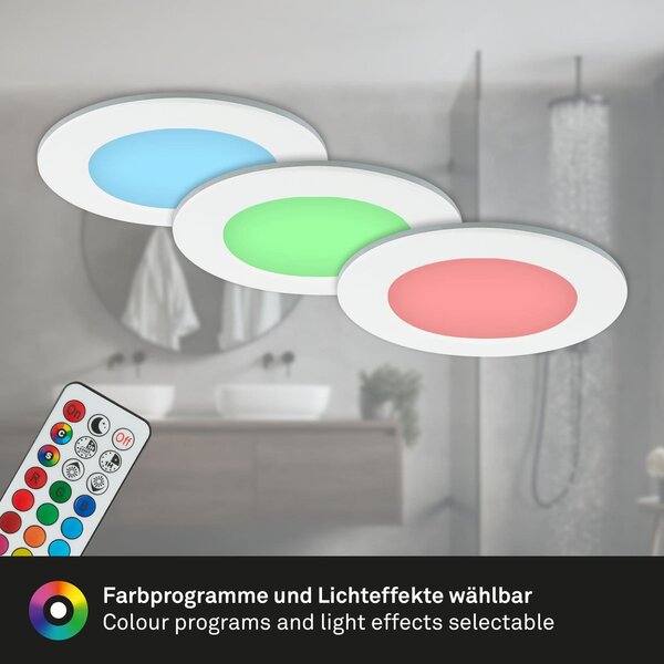 BRI 7035-036 RGB-CCT LED vestavná svítidla sada, pr.9,2 cm, 3x LED, 4,8 W, 450 lm, bílé - BRILONER