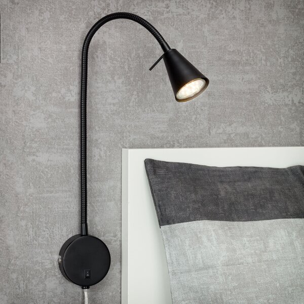 BRILONER Flexibilní nástěnné svítidlo 45 cm 1xGU10 5W 400lm černá BRI 2082015