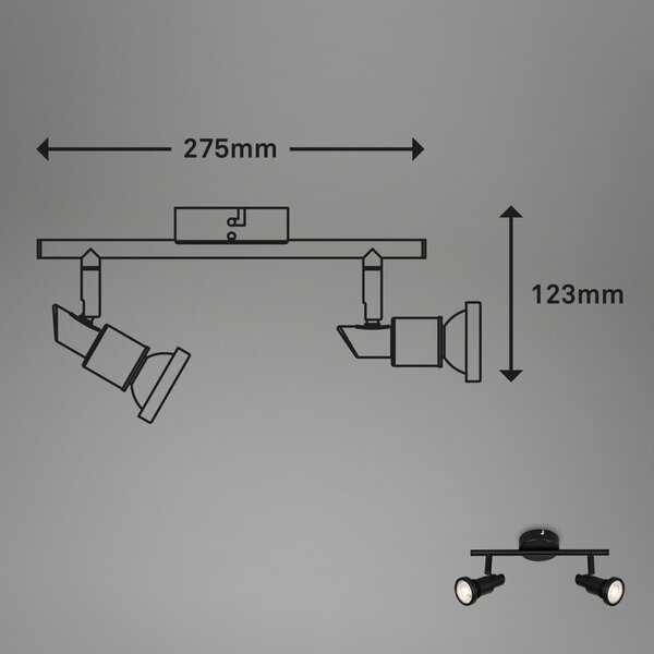BRILONER LED bodové svítidlo 27,5 cm 2xGU10 4,8W 400lm černá IP44 BRI 2992-025