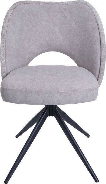 Sada dvou jídelních židlí HWC-N72, čalouněná kuchyňská židle, otočná s automatickým návratem, potahová látka/textil (420 g/m²), světle šedá barva
