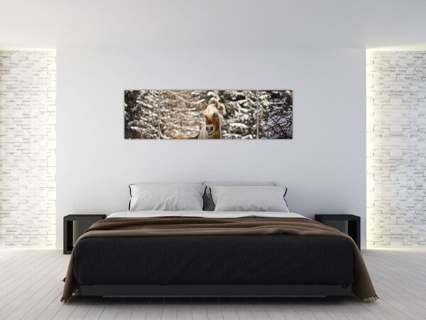Obraz - Kůň v zimní krajině (170x50 cm)