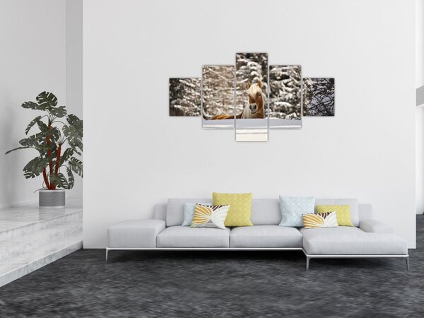 Obraz - Kůň v zimní krajině (125x70 cm)