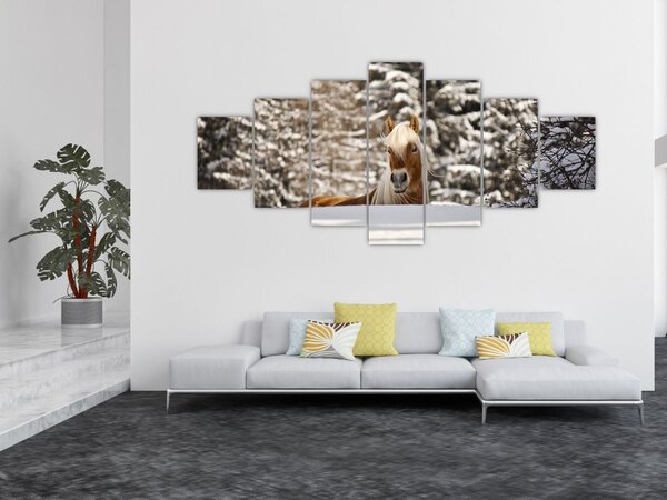 Obraz - Kůň v zimní krajině (210x100 cm)