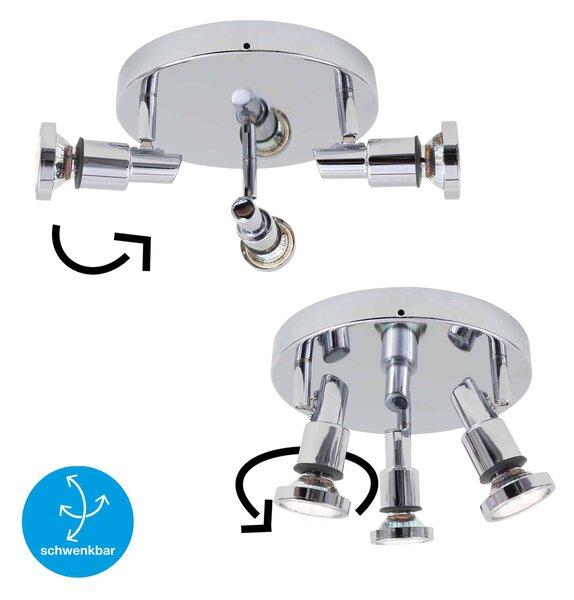 BRILONER LED bodové svítidlo pr. 21 cm 3xGU10 4,8W 400lm chrom IP44 BRI 2992-038R
