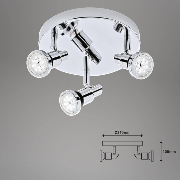 BRILONER LED bodové svítidlo pr. 21 cm 3xGU10 4,8W 400lm chrom IP44 BRI 2992-038R