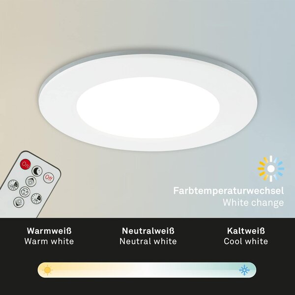 BRI 7034-036 CCT LED vestavná svítidla sada, pr.9,2 cm, 3x LED, 4,8 W, 450 lm, bílé - BRILONER