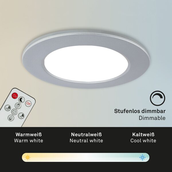 BRI 7034-034 CCT LED vestavná svítidla sada, pr.9,2 cm, 3x LED, 4,8 W, 450 lm, matný chrom - BRILONER