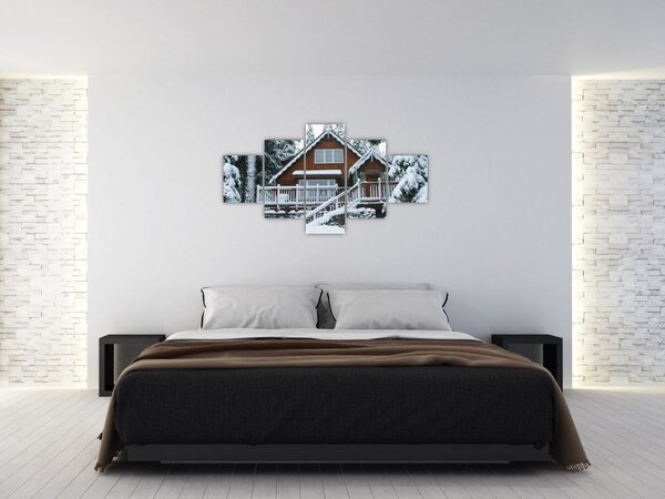 Obraz - Dřevěná chata (125x70 cm)