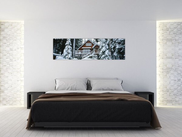 Obraz - Dřevěná chata (170x50 cm)