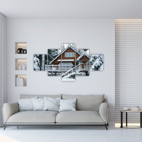 Obraz - Dřevěná chata (125x70 cm)