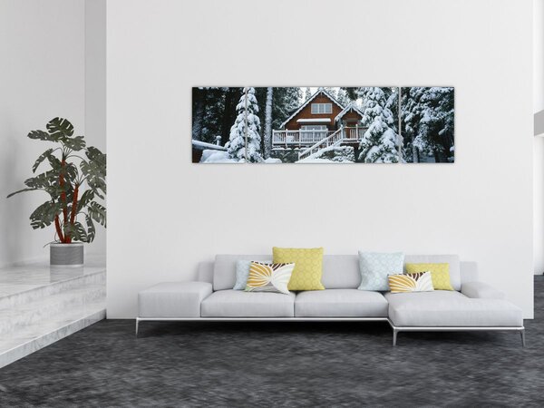 Obraz - Dřevěná chata (170x50 cm)