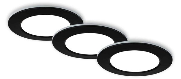 BRI 7034-035 CCT LED vestavná svítidla sada, pr.9,2 cm, 3x LED, 4,8 W, 450 lm, černá - BRILONER