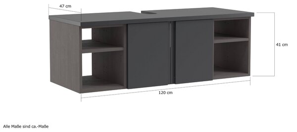 SKŘÍŇKA POD UMYVADLO, barvy grafitu, 120/41/47 cm Held - Koupelnové série, Online Only