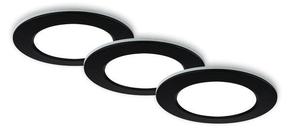 BRI 7034-035 CCT LED vestavná svítidla sada, pr.9,2 cm, 3x LED, 4,8 W, 450 lm, černá - BRILONER