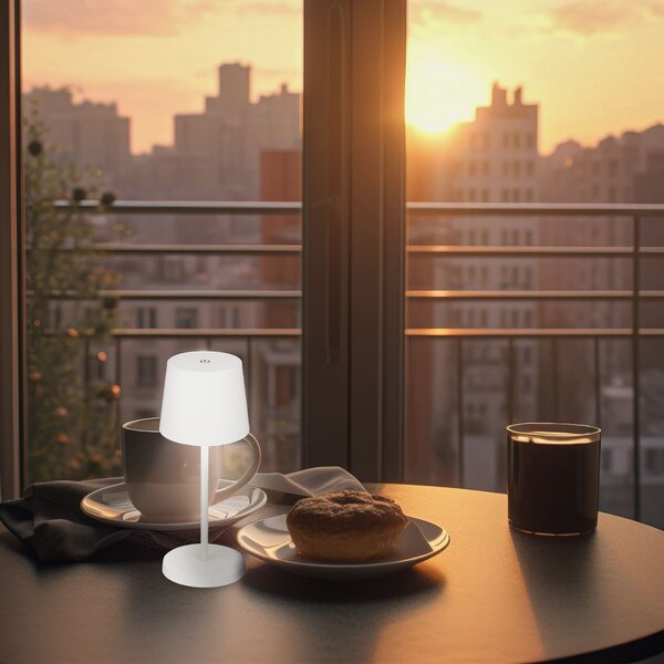 BRILONER LED nabíjecí stolní lampa 26 cm 2,6W 150lm bílé IP44 BRILO 7423016