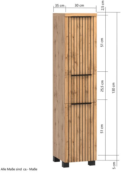 MIDI SKŘÍŇKA, černá, dub wotan, 30/130/35 cm Held - Koupelnové série, Online Only