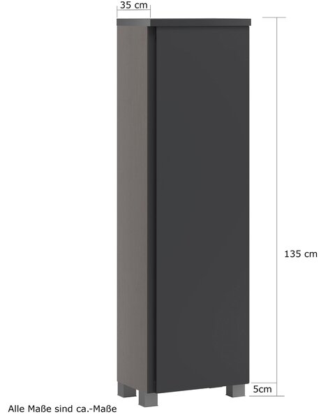 MIDI SKŘÍŇKA, barvy grafitu, šedá, 40/130/35 cm Held - Úzké skříňky do koupelny, Online Only