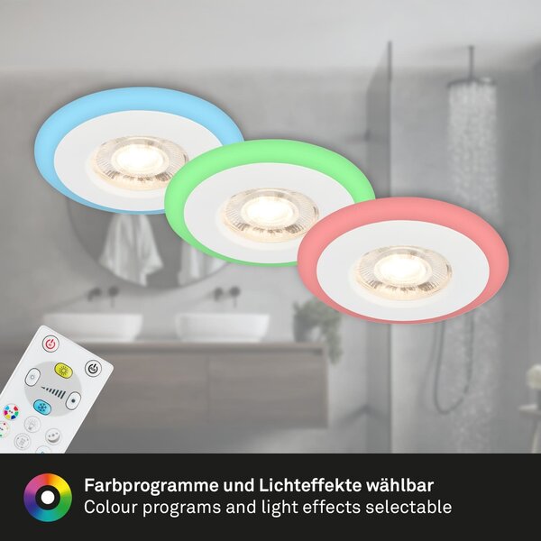 BRI 7040-036 LED vestavná svítidla sada, pr.8,4 cm, 3x LED, 5 W, 460 lm, bílé - BRILONER