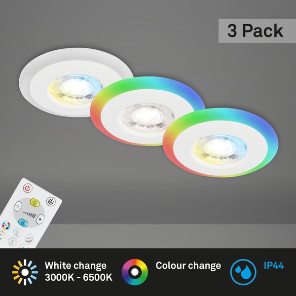 BRI 7040-036 LED vestavná svítidla sada, pr.8,4 cm, 3x LED, 5 W, 460 lm, bílé - BRILONER