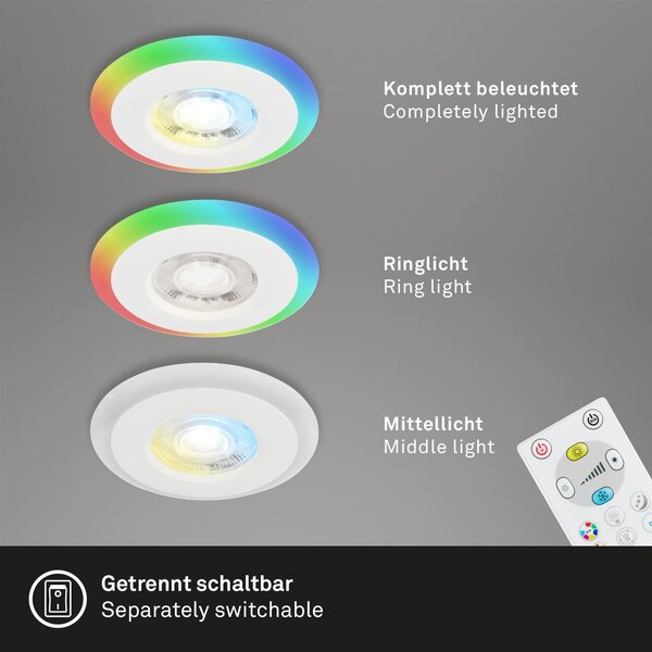 BRI 7040-036 LED vestavná svítidla sada, pr.8,4 cm, 3x LED, 5 W, 460 lm, bílé - BRILONER