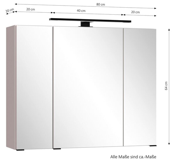 ZRCADLOVÁ SKŘÍŇKA, kašmírová, kašmírová, 80/64/20 cm Held - Koupelnové série, Online Only