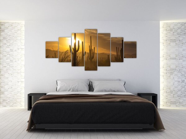 Obraz - Kaktusy Saguaro (210x100 cm)