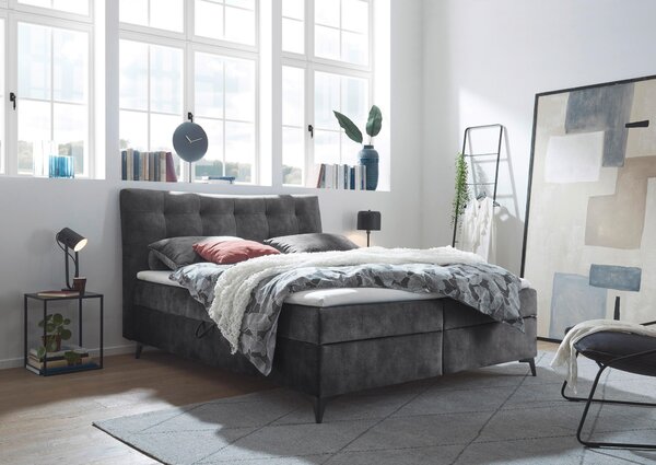 AMERICKÁ POSTEL, 180/200 cm, antracitová MID.YOU - Postele s úložným prostorem, Online Only
