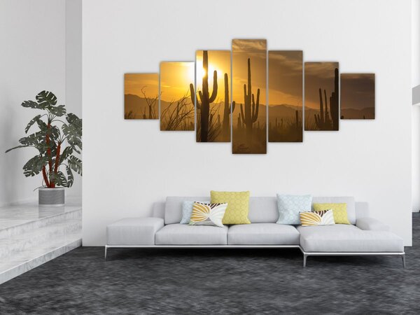 Obraz - Kaktusy Saguaro (210x100 cm)