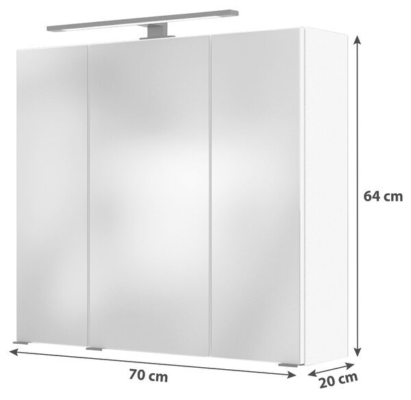 ZRCADLOVÁ SKŘÍŇKA, bílá, bílá, 70/64/20 cm Held - Koupelnové série, Online Only