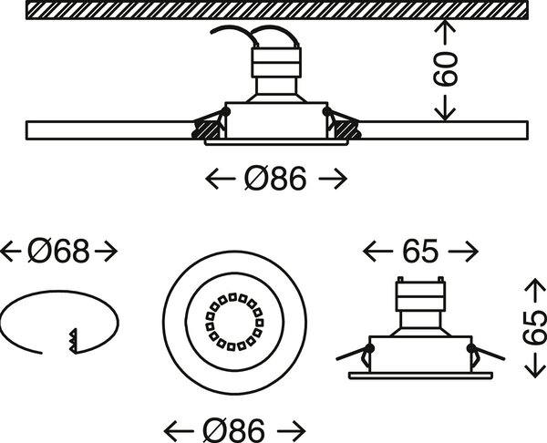 BRI 7110-035 3ks sada LED vestavné svítidlo, pr. 8,6 cm, černá - BRILONER