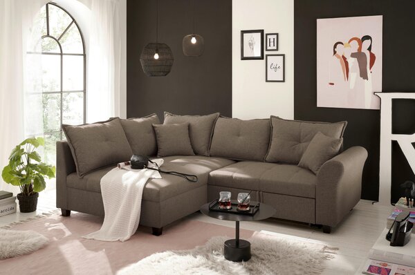 ROHOVÁ SEDAČKA, textil, hnědá Livetastic - Sedací soupravy, Online Only