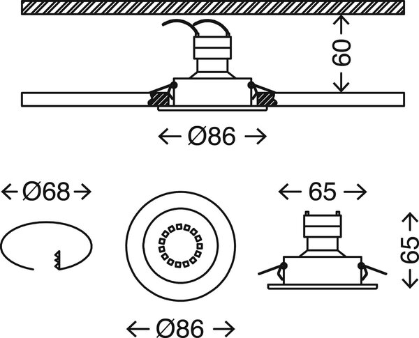 BRI 7110-036 3ks sada vestavné svítidlo, pr. 8,6 cm, bílé - BRILONER