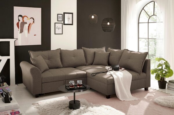 ROHOVÁ SEDAČKA, textil, hnědá Livetastic - Sedací soupravy, Online Only