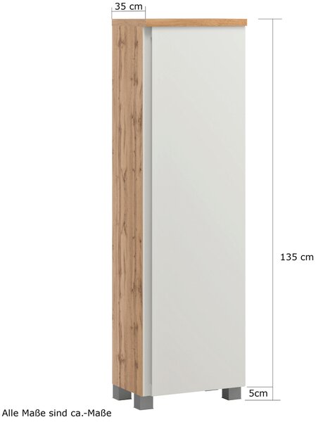 MIDI SKŘÍŇKA, bílá, dub wotan, 40/130/35 cm Held - Úzké skříňky do koupelny, Online Only