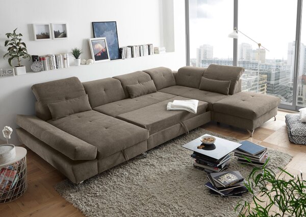 SEDACÍ SOUPRAVA, textil, šedavě hnědá MID.YOU - Rozkládací sedačky, Online Only