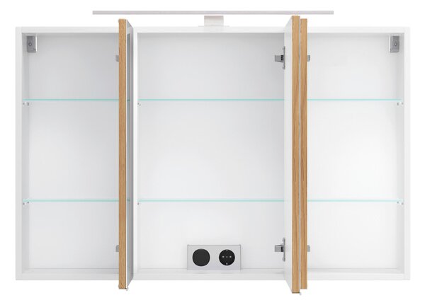 ZRCADLOVÁ SKŘÍŇKA, divoký dub, bílá, 100/64/20 cm Held - Koupelnové série, Online Only