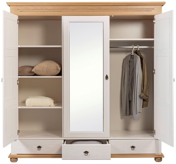 ŠATNÍ SKŘÍŇ, borovice, bílá, barvy dubu, 194/220/62 cm Ti'me - Šatní skříně, Online Only