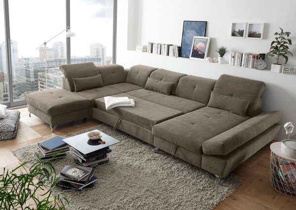 SEDACÍ SOUPRAVA, textil, šedavě hnědá MID.YOU - Rozkládací sedačky, Online Only