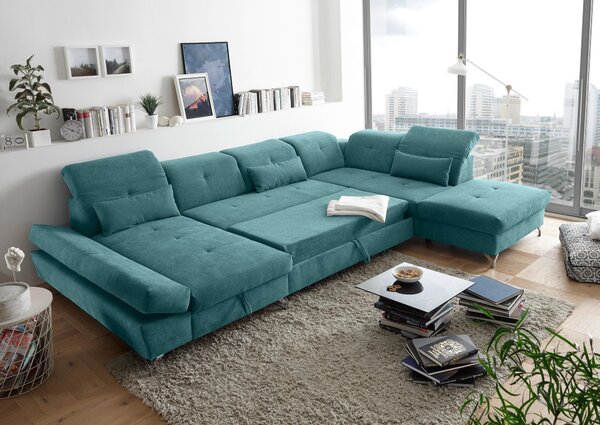 SEDACÍ SOUPRAVA, textil, tyrkysová MID.YOU - Rozkládací sedačky, Online Only