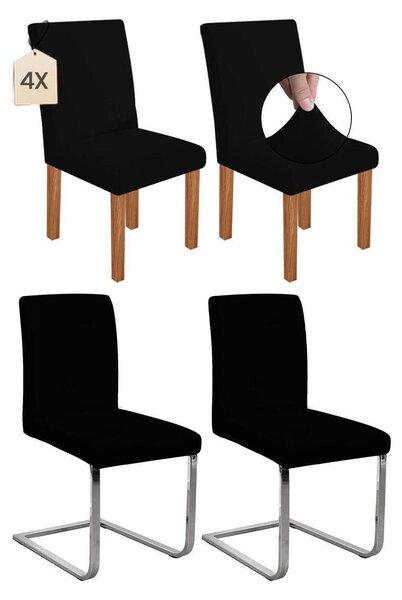 Potahy na židle, elastické, vhodné pro křesla, odnímatelné, pratelné, černá barva, sada 4 kusů