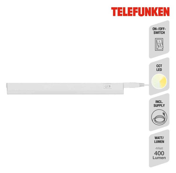 TF 201106TF TELEFUNKEN LED CCT skříňkové svítidlo 32,5 cm 4W 400lm bílé - BRILONER