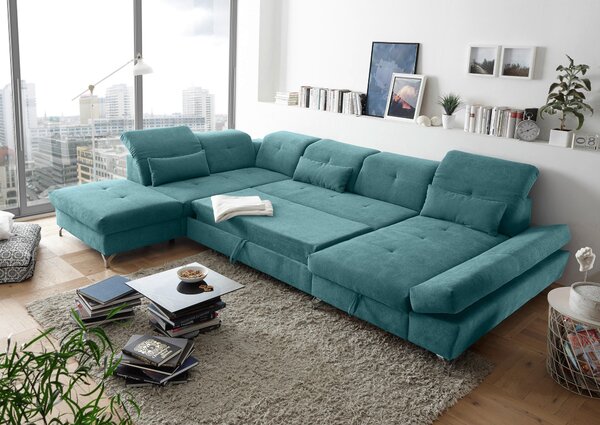 SEDACÍ SOUPRAVA, textil, tyrkysová MID.YOU - Rozkládací sedačky, Online Only