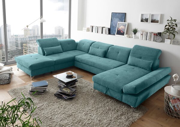 SEDACÍ SOUPRAVA, textil, tyrkysová MID.YOU - Rozkládací sedačky, Online Only